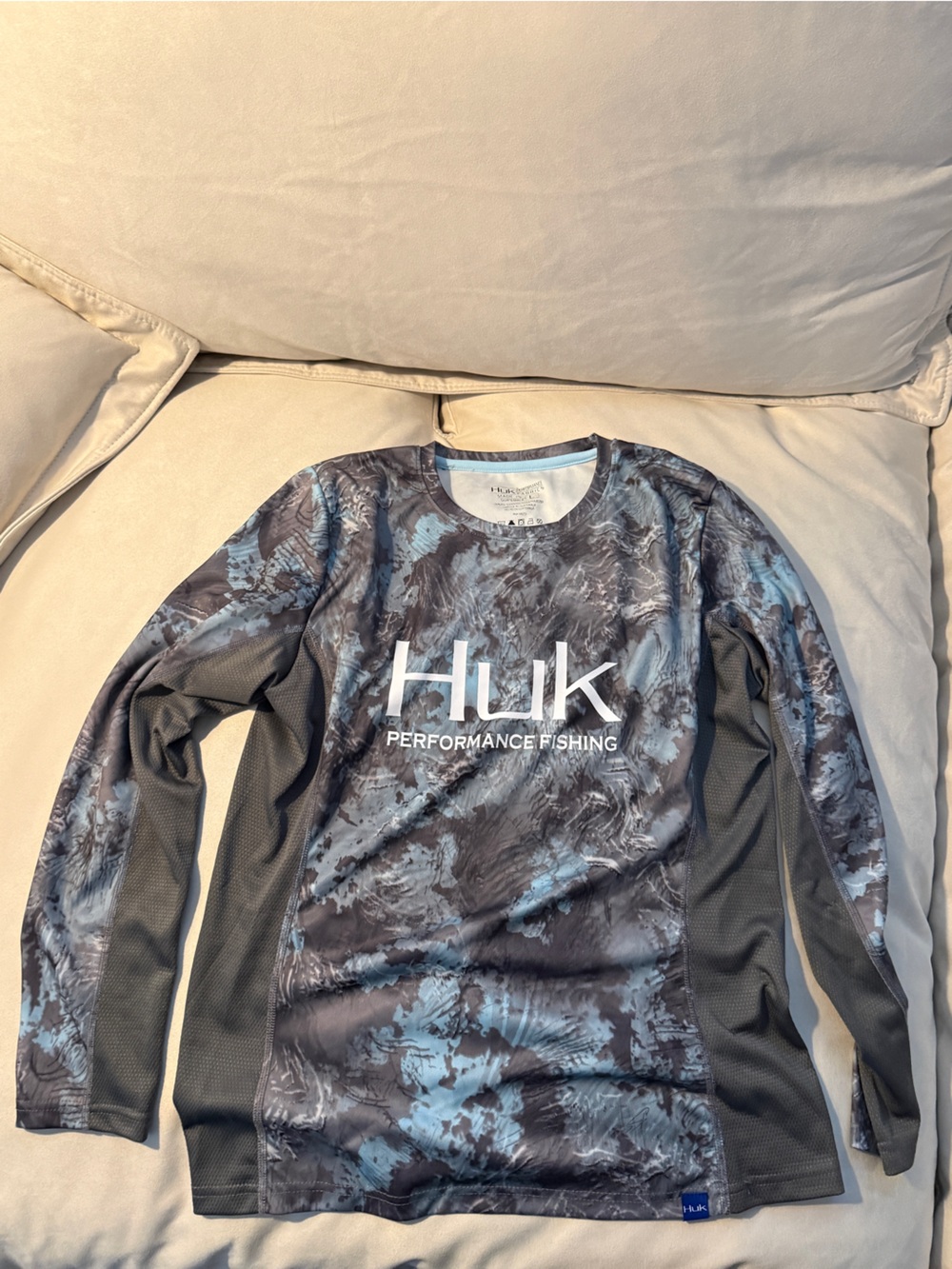 Huk Performance Fishing Long Sleeve Shirt - Blue/Gray Camo